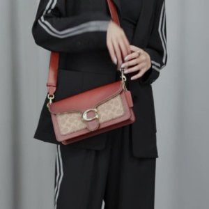 Coach luxury women's counter tabby series coated canvas with Leather Messenger B